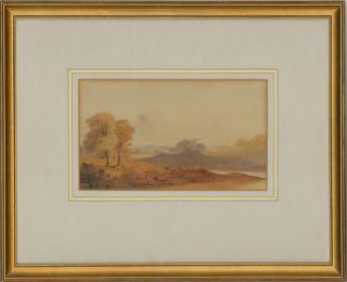 Framed Mid 19th Century Watercolour - Landscape With Distant Church