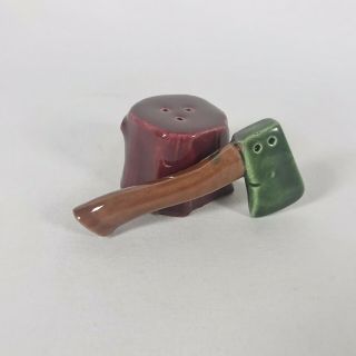Vintage Axe And Tree Stump Salt And Pepper Shakers