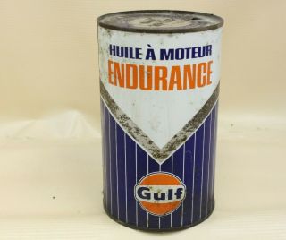Vintage Gulf Endurance Motor Oil Tin Can Advertising British American Ba - R42