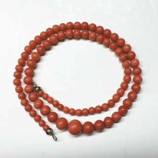 Vintage 24 Grams Natural Undyed Salmon/red Coral Graduated Beads Necklace 18 "