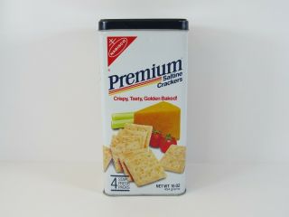 Vintage 1985 Nabisco Premium Saltine Crackers Tin 16 Oz