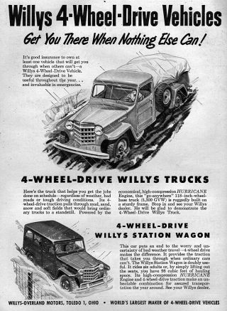 1952 Willys Jeep Pickup Truck & Station Wagon Ad