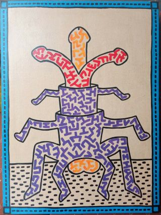 Acrylic On Canvas By Keith Haring 1981