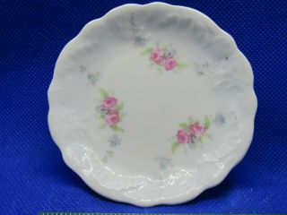 Vintage Porcelain Butter Pat Plate - Carlsbad Crown 3.  5 " Dia Pink Roses