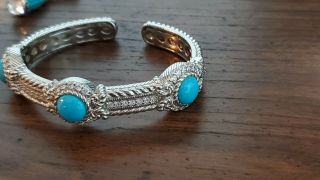 Judith Ripka 925 Sterling Silver CZ Turquoise Set Cuff Bracelet Pendant Ring 5