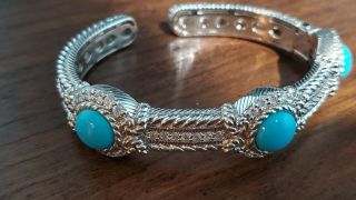 Judith Ripka 925 Sterling Silver CZ Turquoise Set Cuff Bracelet Pendant Ring 6