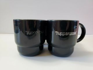 Tupperware Black Coffee Mug Cup Set Of 4 Plastic Travel Camping 2224