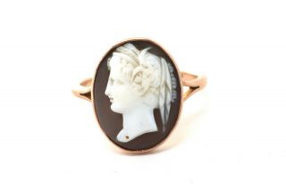 Antique Victorian 9ct Yellow Gold 375 Cameo Gemstone Ring Size Q 147