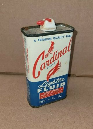 Vintage Cardinal Lighter Fluid Oiler Tin Oil Gas Petroleum Collectible Empty 4oz
