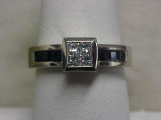 Estate 1.  30ctw Natural Princess Cut Diamond & Sapphire Ring 14k White Gold Sz7