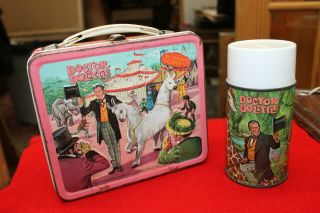1968 Aladdin Doctor Dolittle Metal Lunchbox And Thermos No Rack