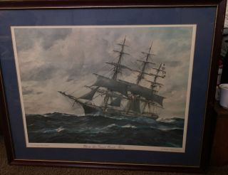 Frank Vining Smith Picture Framed “where The Great Wind Blows” Sailing