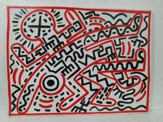 Keith Haring Acrylic On Canvas Signed On The Reverse 1986 Painting