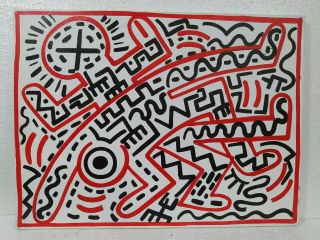 KEITH HARING ACRYLIC ON CANVAS SIGNED ON THE REVERSE 1986 PAINTING 2