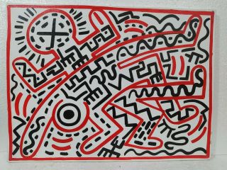 KEITH HARING ACRYLIC ON CANVAS SIGNED ON THE REVERSE 1986 PAINTING 3
