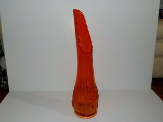 Mid Century Modern Orange & Red Amberina Swung Stretch Glass 22 " Viking Le Smith