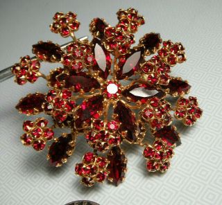 Rare Vintage Gorgeous Schreiner Rhinestone Flower Brooch Pin