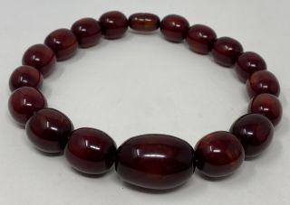 Vintage Faturan Bakelite Cherry Amber Color Beaded Necklace Resin Beads 6