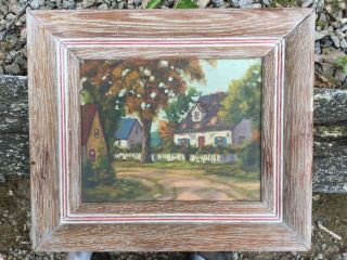 Vintage Oil Painting Landscape With House Signed Listed Artist John Everett