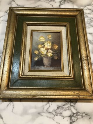 Signed Robert Cox Still Life Rose Bouquet In Vase 7x9”in A 13x15” Gold Frame
