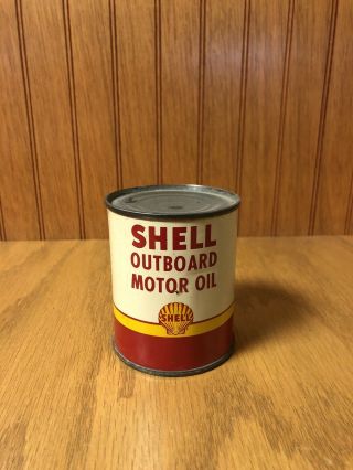 Vintage Shell Outboard Motor Oil Can 1/2 Pint.  Steel Nos