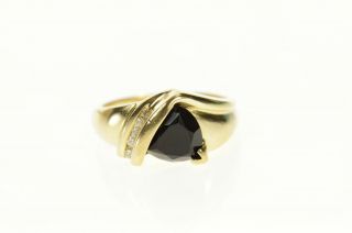 10k Trillion Black Onyx Diamond Accent Statement Ring Size 6 Yellow Gold 97