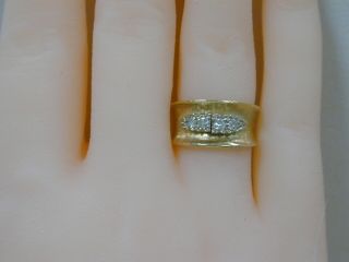 Vintage Solid 14k Yellow Gold Wide Band Ring W/.  30ct Natural Diamonds 9mm Sz 5