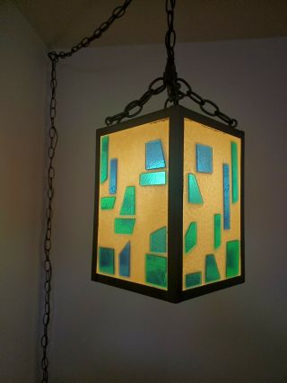 Vtg Mid Century Modern Swag Hanging Light Lamp 50 