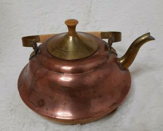 Vintage Made In Holland M Copper And Brass Tea Kettle Stamped With An " M "