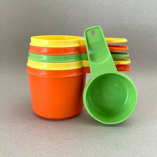 Vintage Tupperware Measuring Cups Complete Set Of 6 Orange,  Yellow,  Green
