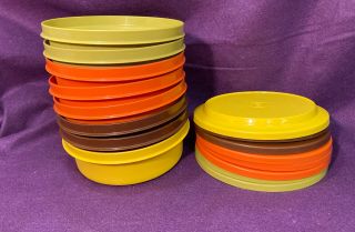 8 Vtg Tupperware Seal N Serve Bowls & Lids Harvest Colors,  (6) 1206 (2) 1253