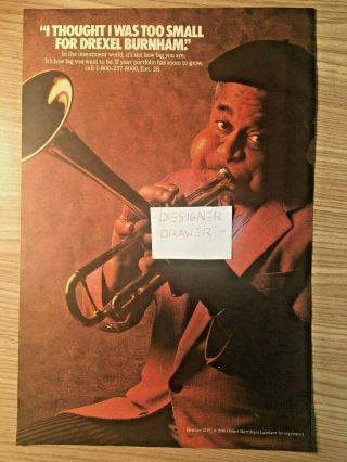 Dizzy Gillespie Musician For Vintage 1986 Drexel Burnham Promotional Print Ad