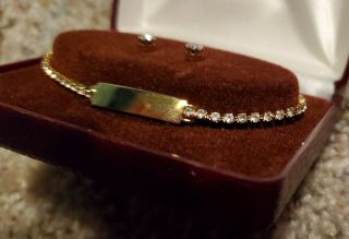 Vintage 14k Gold Diamond Bracelet With Matching Earrings