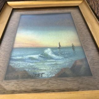 Vintage Small Nautical Seascape Watercolor Painting Listed Artist Emile C Nizet 3