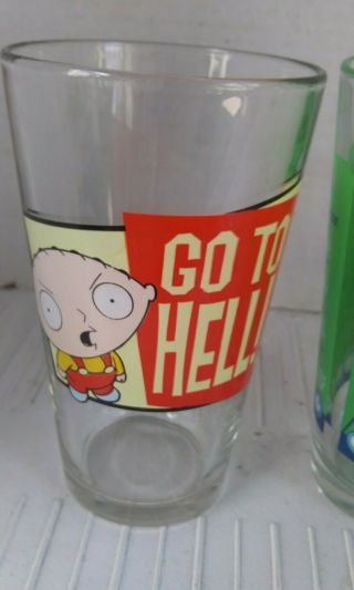 Stewie Griffin Family Guy Character Go To Hell Pint Beer Glass 2004