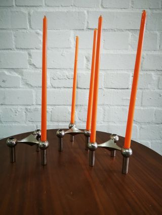 Vintage Boxed Set Of 3 Nagel Candle Holders Mid Century Design