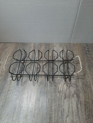 Vintage Mcm Metal Wire Caddy Holder Tray For 8 Tumbler Drinking Glasses Barware