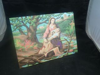 Vintage Paint By Number (pbn),  Mary Jesus Moses In River Water