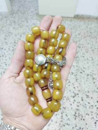Antique German Bakelite Islamic Muslim Prayer 33 Beads 99gram Amber Old 2