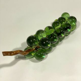 Vtg 60s Large Mcm Lucite Grape Cluster Driftwood Emerald Green 12.  5 "