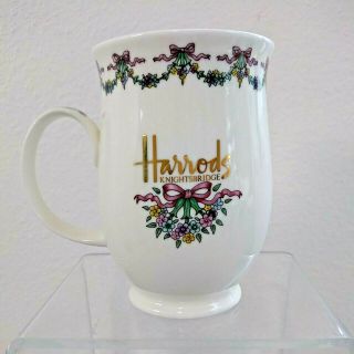 Vtg Harrods Knightsbridge Fine Bone China Tea Coffee Cup Mug Floral Bouquet Gold