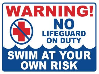 No Life Guard On Duty - Sign - Ps - 511/12.  Large
