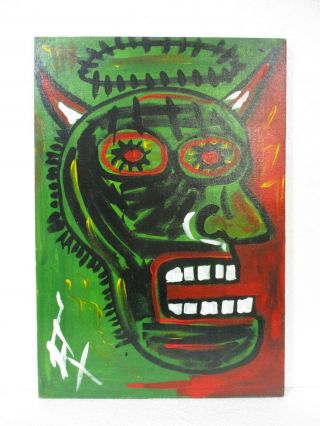 Jean - Michel Basquiat Mixed Media On Canvas Signed 1982 In
