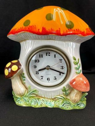 Merry Mushroom 1978 Ceramic Wall Clock Sears Roebuck Japan Very Mcm