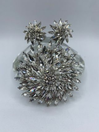 Sherman Titty 3” Brooch/earrings Crystal Swarovski