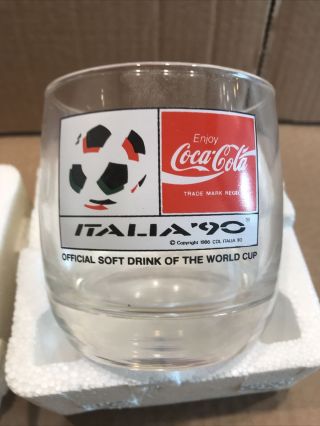 Vintage Rare Collectable Italia ' 90 Coca Cola Sponsored Glass Tumbler X1 3