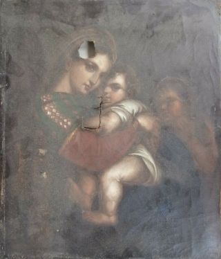 Antique Oil Painting,  Italian Old Master Artist Mother & Child Nr