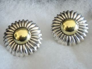 18k Gold And Sterling Silver Large Dome Lagos Caviar Earrings With Omega Closure