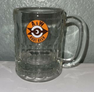 Vintage A & W Root Beer Mug Rare Bullseye Arrow Logo Heavy Glass 4.  5” Tall | 8oz