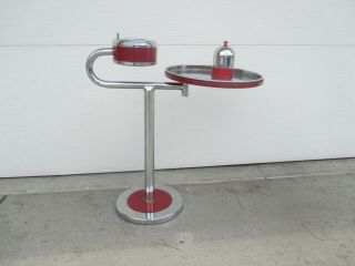 Wolfgang Hoffman Art Deco Rare Red Smoking Table Stand Fantastic